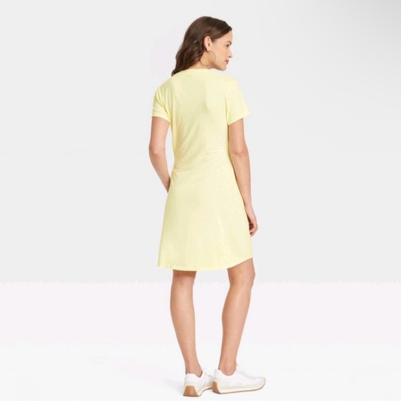 Universal Thread Butter Yellow Ruched Women's Dress - Picture 2 of 7